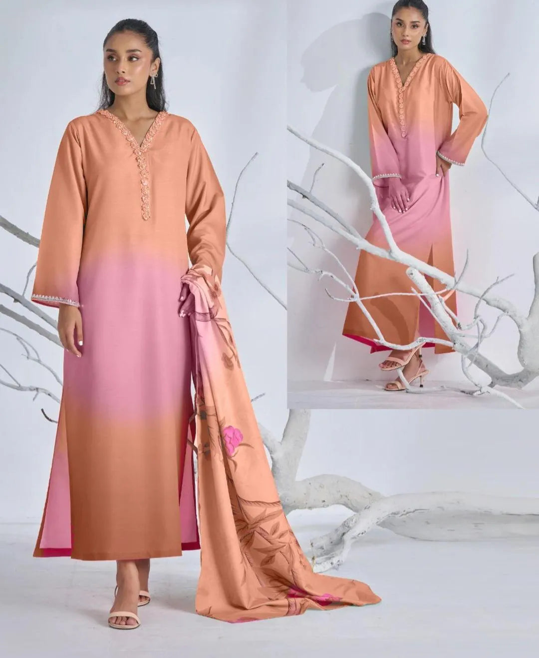 Printed Suit Set - 3 Pcs Women's Stitched Arabic Lawn