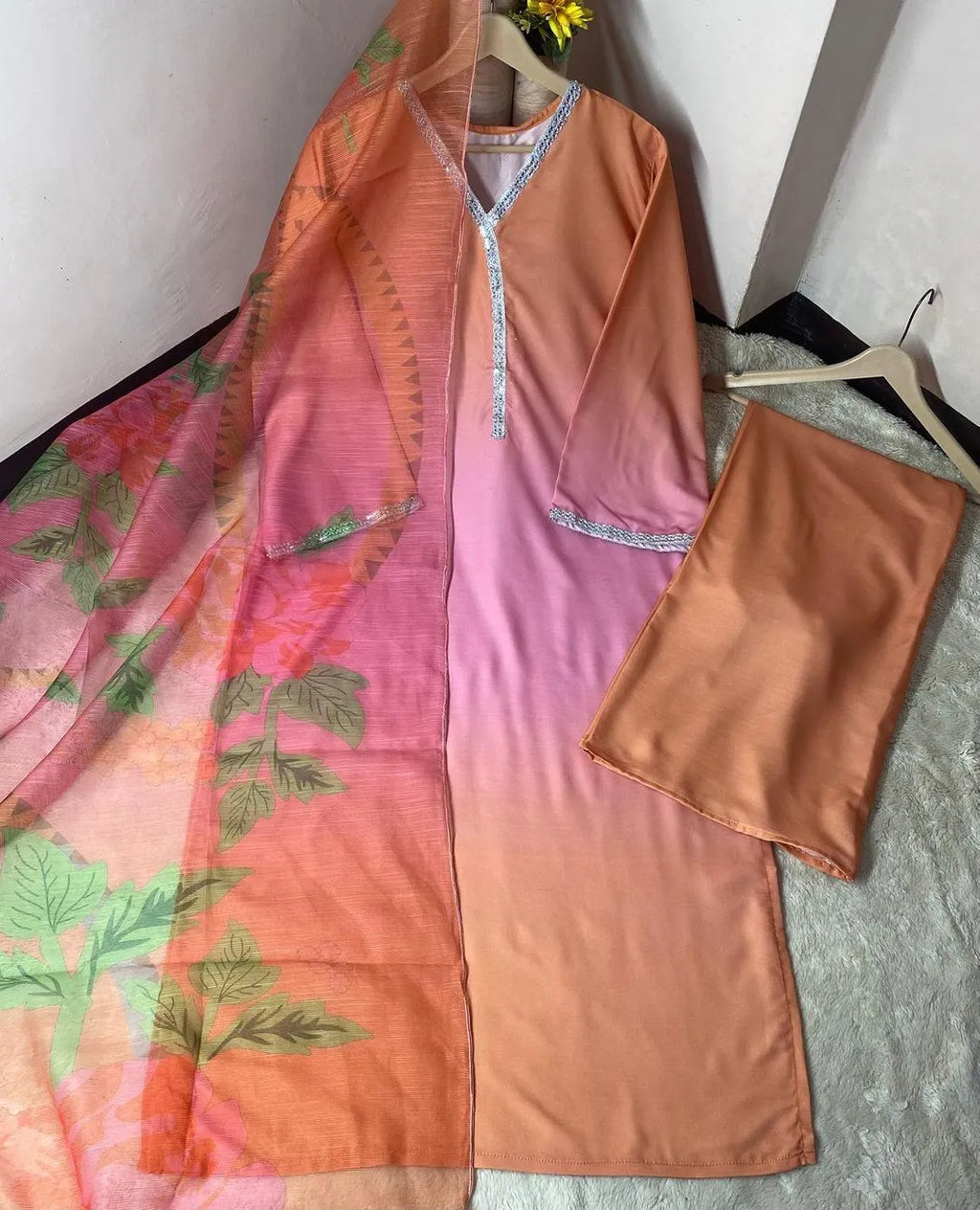 Printed Suit Set - 3 Pcs Women's Stitched Arabic Lawn
