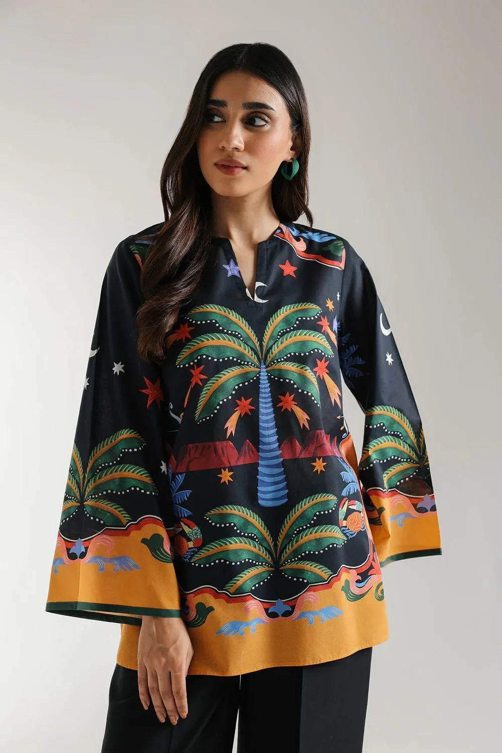 1 Pc Women's Stitched Lawn Digital Print Top