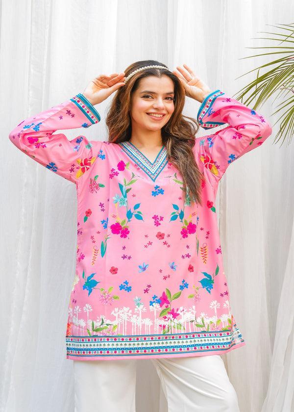 2 Pcs Women's Stitched Printed Co-Ord Set