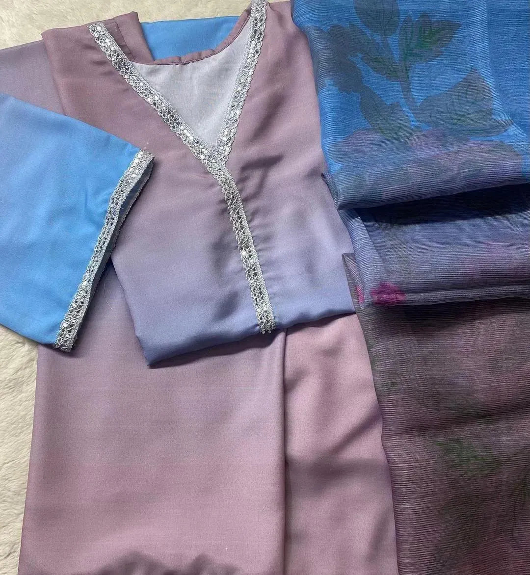 Printed Suit Set - 3 Pcs Women's Stitched Arabic Lawn