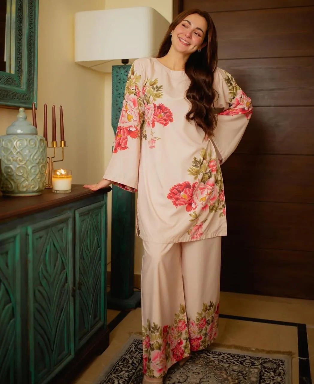 2 Pcs Women's Stitched Swiss Lawn Printed Co-Ord Set