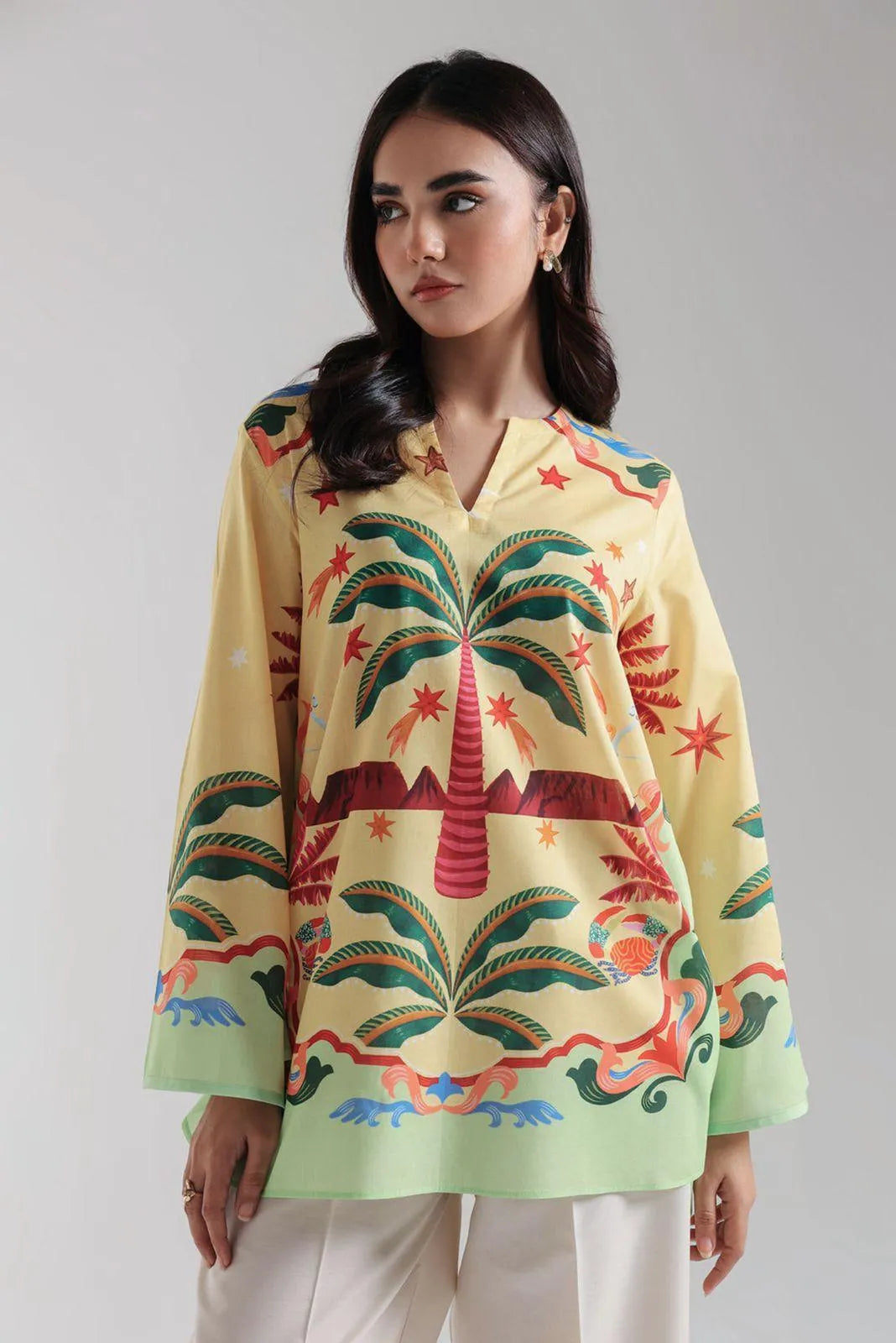 1 Pc Women's Stitched Lawn Digital Print Top