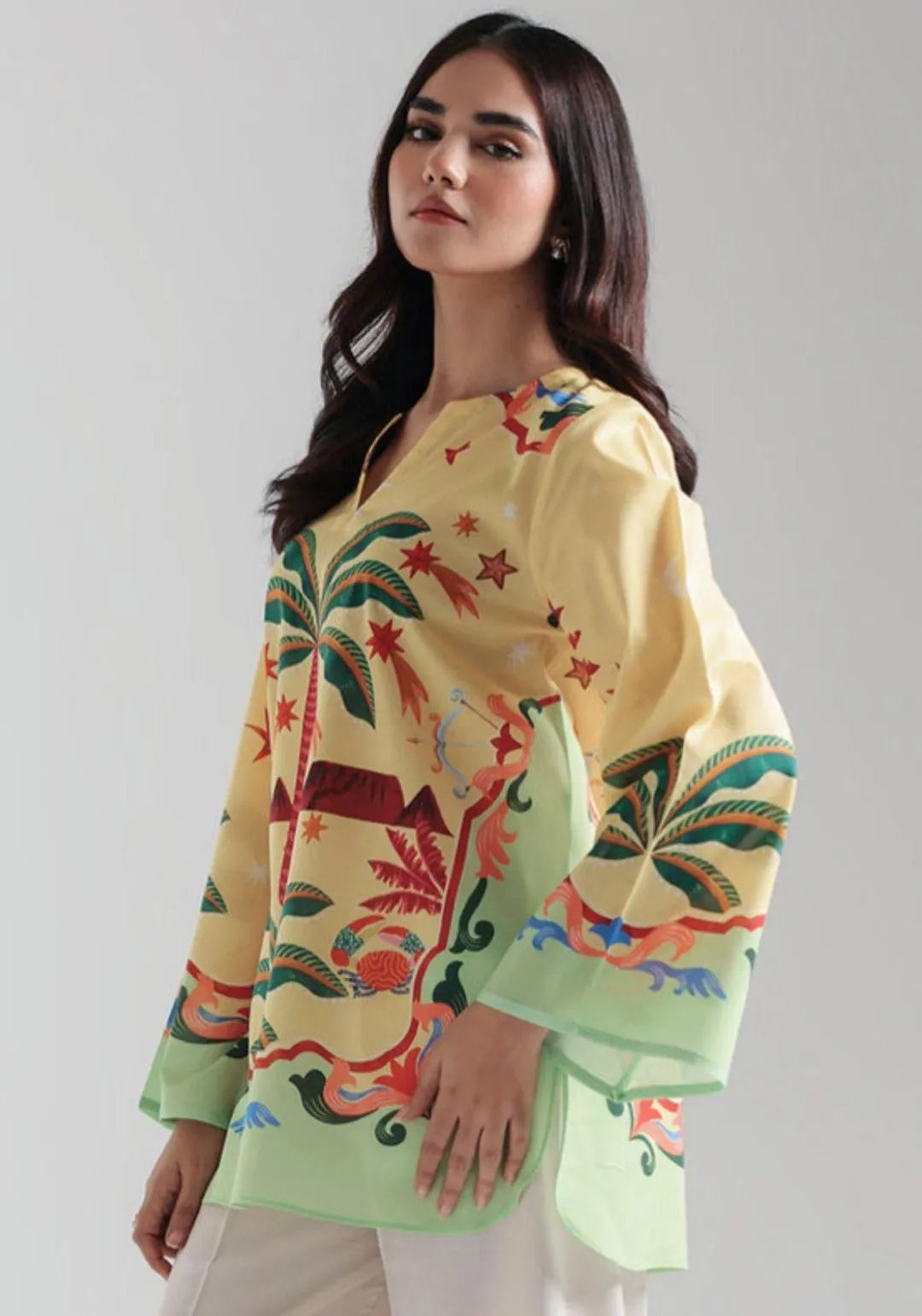 1 Pc Women's Stitched Lawn Digital Print Top