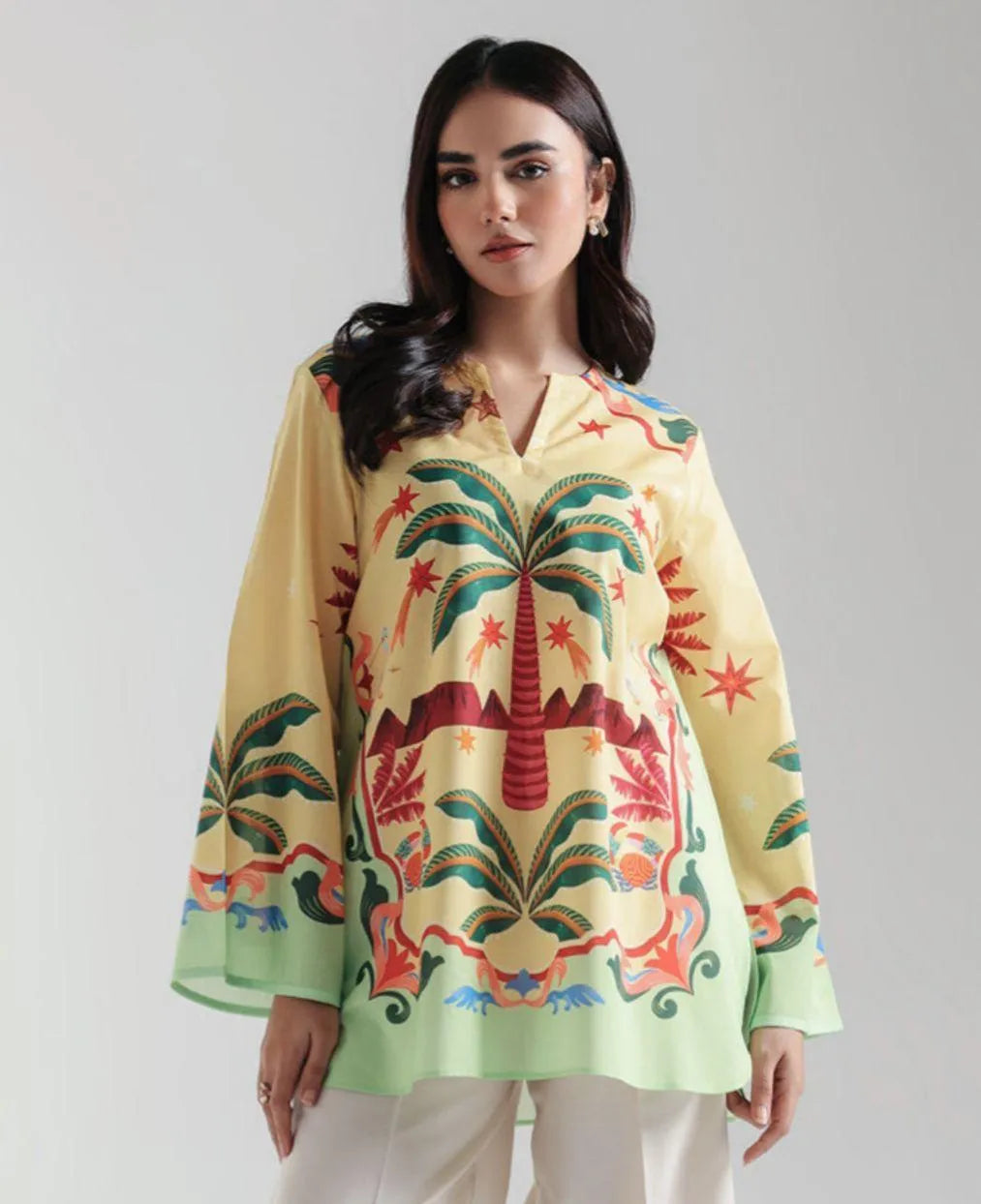 1 Pc Women's Stitched Lawn Digital Print Top