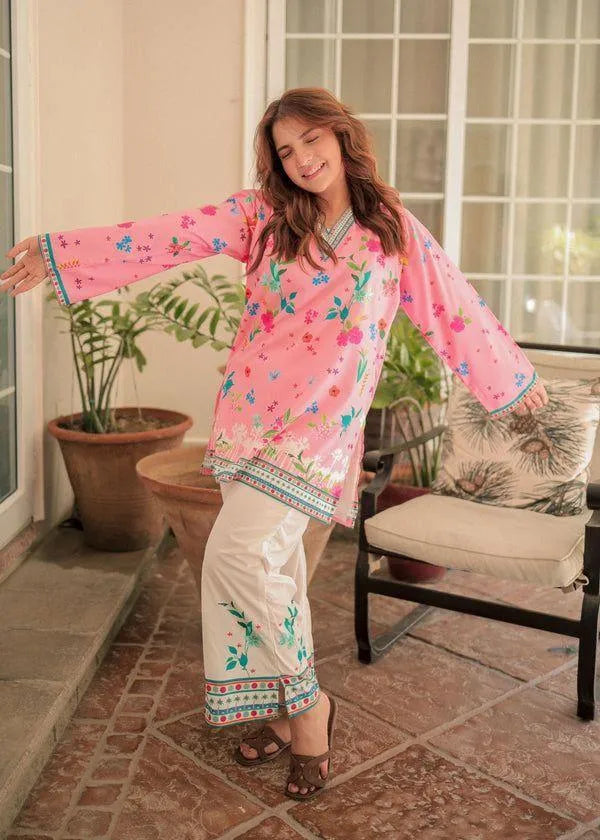 2 Pcs Women's Stitched Printed Co-Ord Set