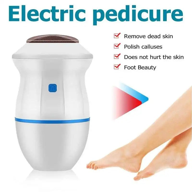 Rechargeable Pedicure Tool with Gentle & Powerful Exfoliation-Back Callus Remover with Built-In Vacuum Electric Foot Grinder for Dead Skin, Cracked Heels & Calluses
