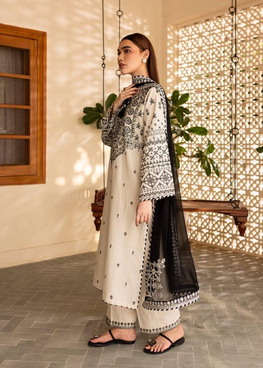 3 Pcs Stitched Suit - Embroidered Cotton Fabric